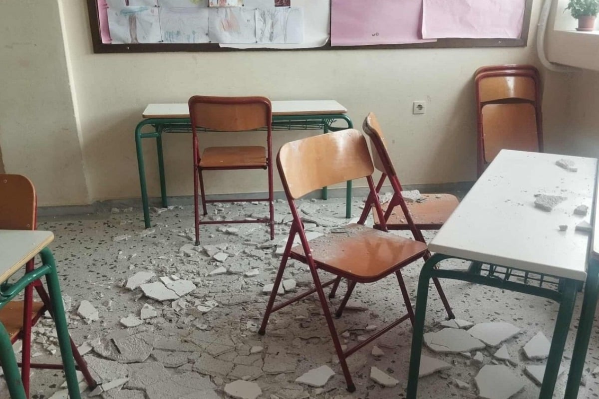 Πόρτο Ράφτη: Σοβάδες έπεσαν στα κεφάλια μαθητών - Τραυματίστηκαν δύο ανήλικοι