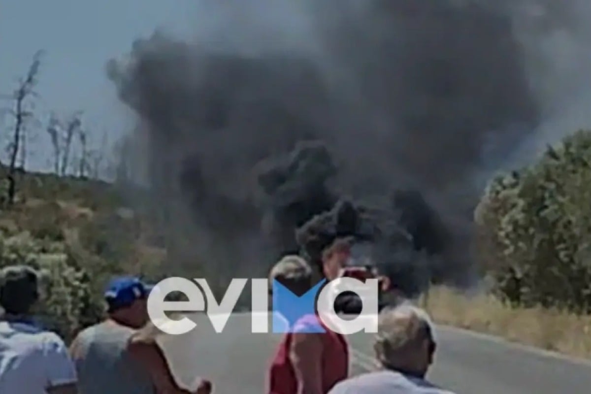 Βίντεο-σοκ: Αυτοκίνητο τυλίχθηκε στις φλόγες εν κινήσει στην Εύβοια