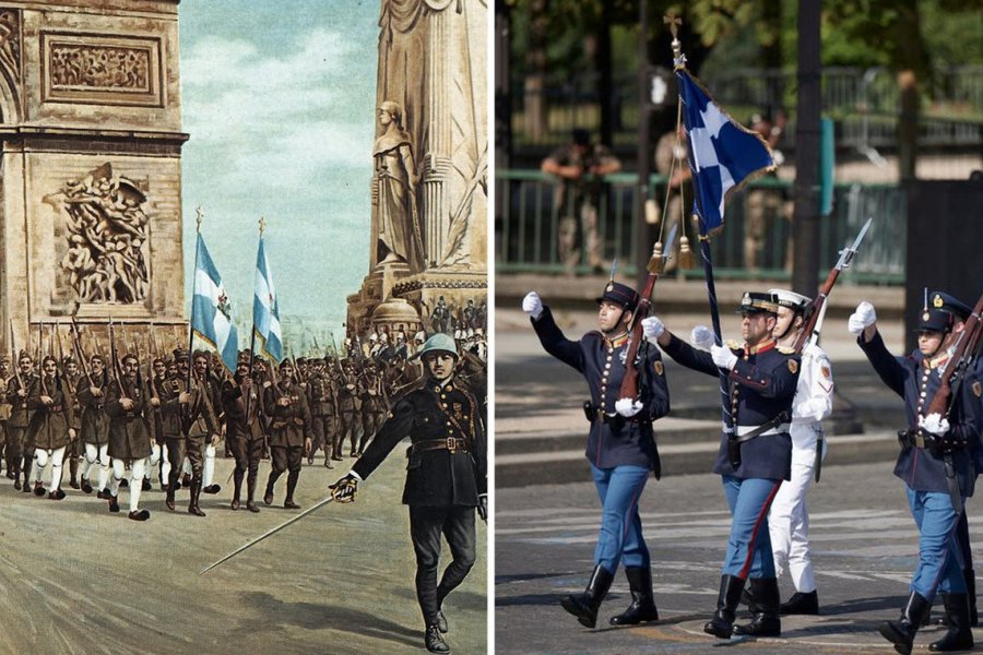 Ελληνικό άγημα παρήλασε στην Αψίδα του Θριάμβου στο Παρίσι, όπως το 1919 – Οι συγκινητικές φωτογραφίες