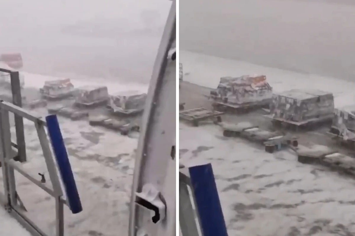 Χάος σε αεροδρόμιο στη Ρώμη – Ασπρισαν οι πίστες από το χαλάζι και οι οροφές μετατράπηκαν σε «καταρράκτες»