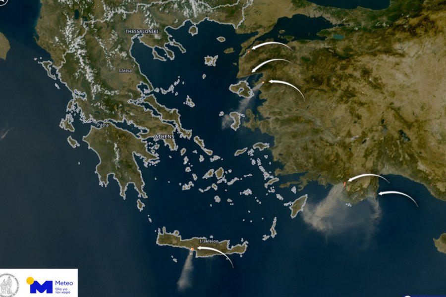 Θυελλώδεις άνεμοι στην Κρήτη: Οι καπνοί από τη φωτιά στο Ρέθυμνο έφτασαν στην Αφρική